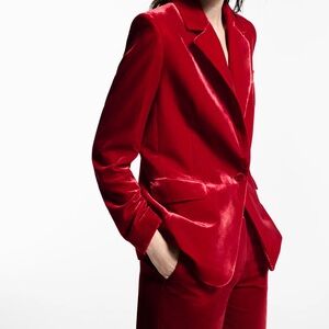 Mango - Red Velvet Women's Blazer & Pants